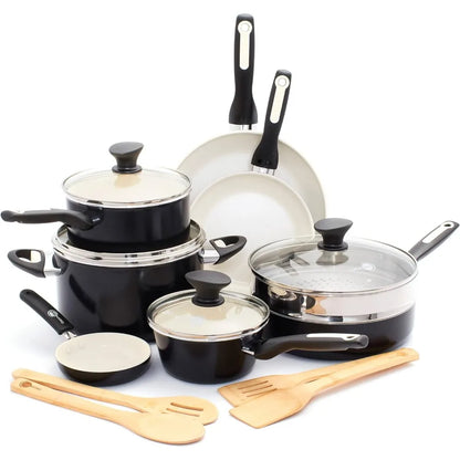 Ceramic Nonstick 16 Piece Cookware Pots and Pans Set