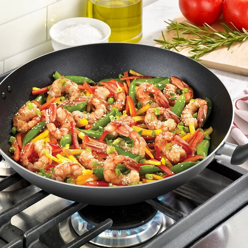 Non Stick Stir-Fry Pan Cookware Ultimate Hard Anodized Nonstick Wok 14 Inch