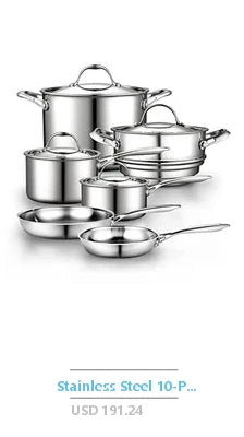 Hard Anodized Nonstick Cookware Set Pots and Pans Kit Gray 10 Piece