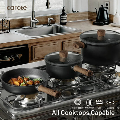 Nonstick Kitchen Cookware Sets Induction Cookware CAROTE 16pcs