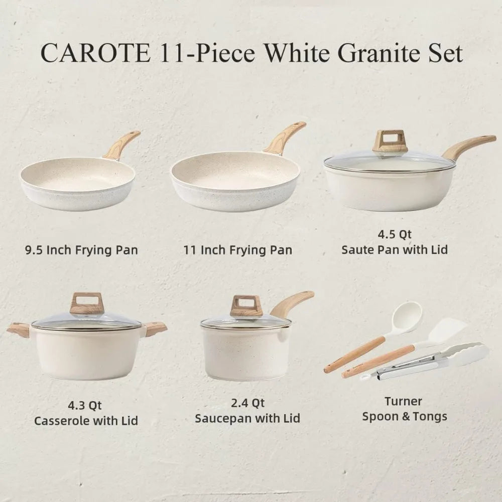 Non Stick Cooking Set w/Frying Pans 11 Pcs Carote