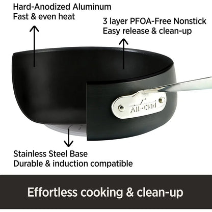 Hard Anodized Nonstick Saute Pan Lid and Fry Pan Set All-Clad