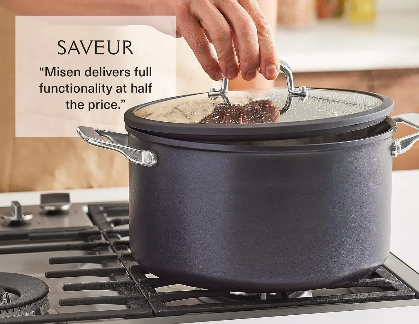 Nonstick Stock Pot with Lid  8 QT Stew & Soup Pot Misen