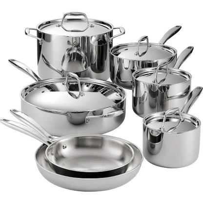 Stainless Steel Induction-Ready Tri-Ply Clad 12-Piece Cookware Set