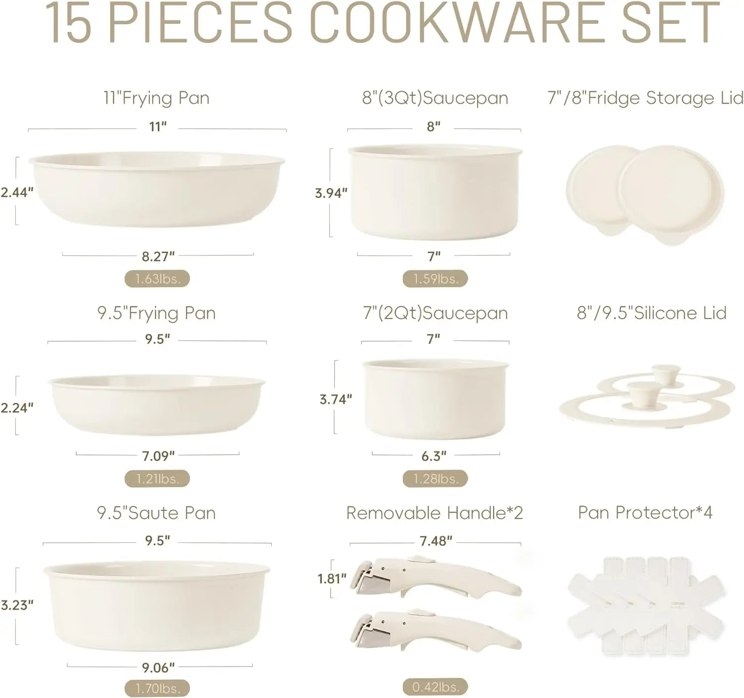 Ceramic Cookware Nonstick Kitchen 15pcs Pots and Pans Set