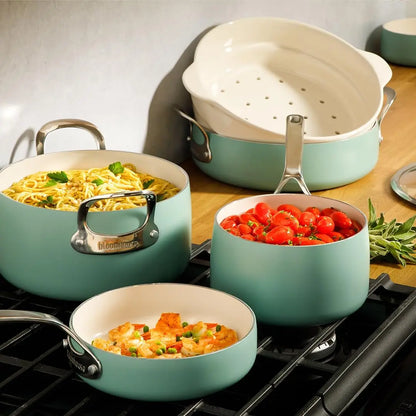 Aluminum Pots and Pans Cookware Set w/Non-toxic Ceramic 12 Piece