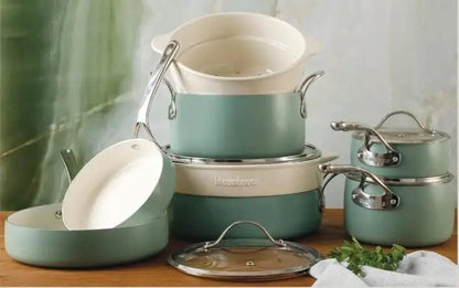 Aluminum Pots and Pans Cookware Set w/Non-toxic Ceramic 12 Piece