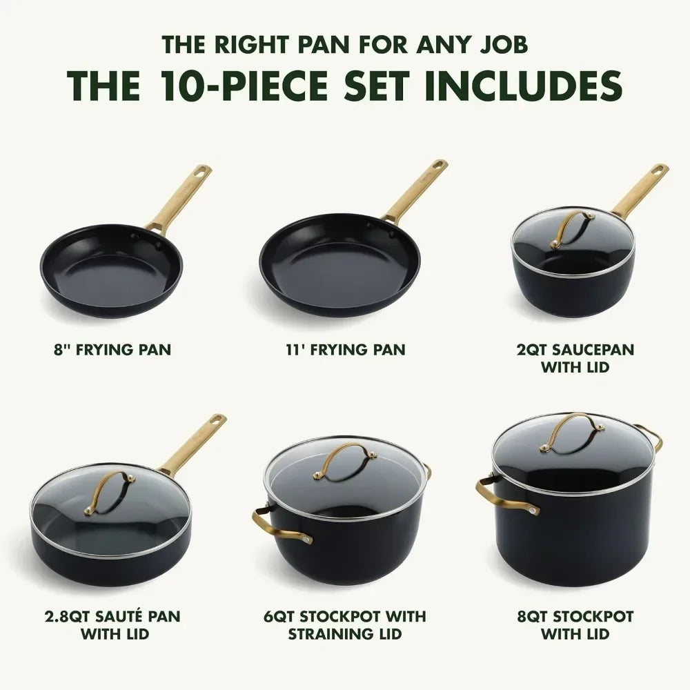 Hard Anodized Healthy Ceramic Nonstick 10 Piece Cookware Pots and Pans Set