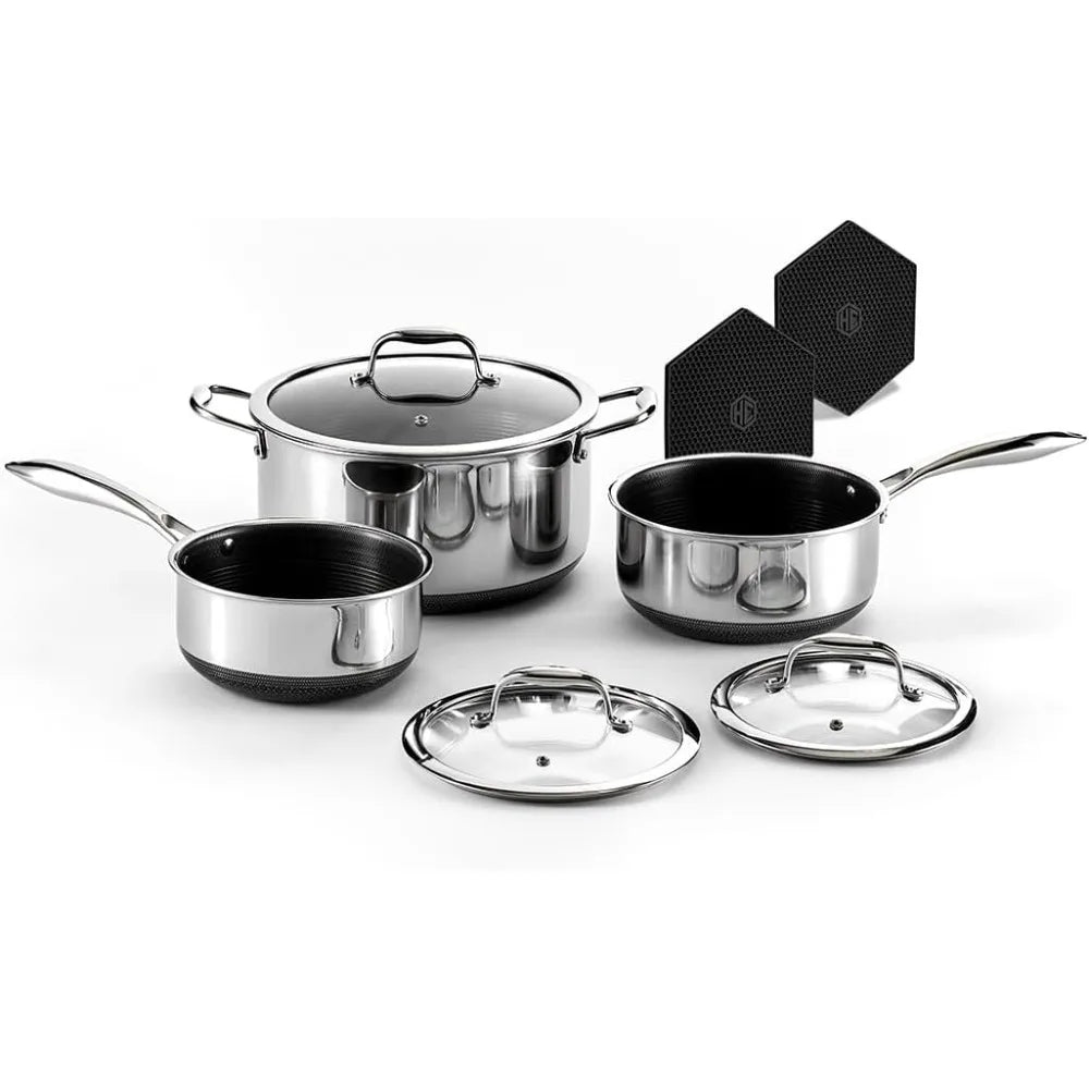 Hybrid Nonstick 6-Piece Pot Set Stay-Cool Handles Dishwasher Safe