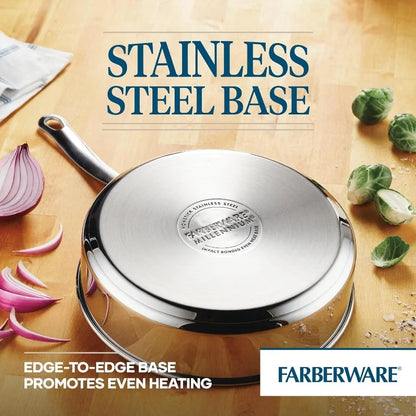 Stainless Steel Cookware Pots and Pans Set 10 Piece Farberware Millennium