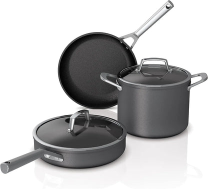 Foodi NeverStick Premium Hard-Anodized 5-Piece Cookware Set Black