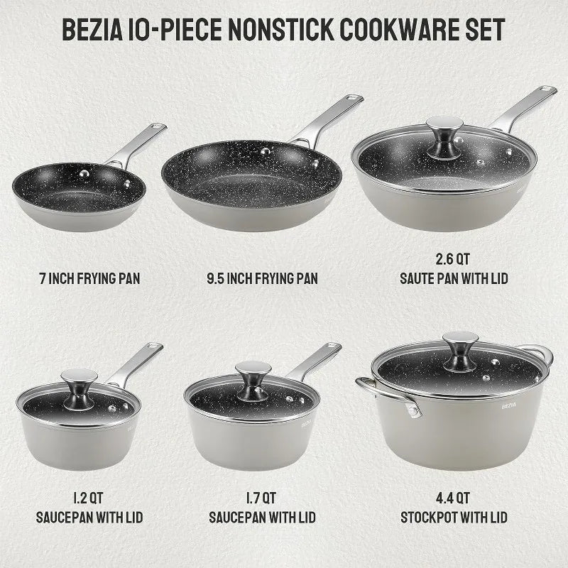 Pots and Pans Set Compatible with All Stoves Dishwasher Safe