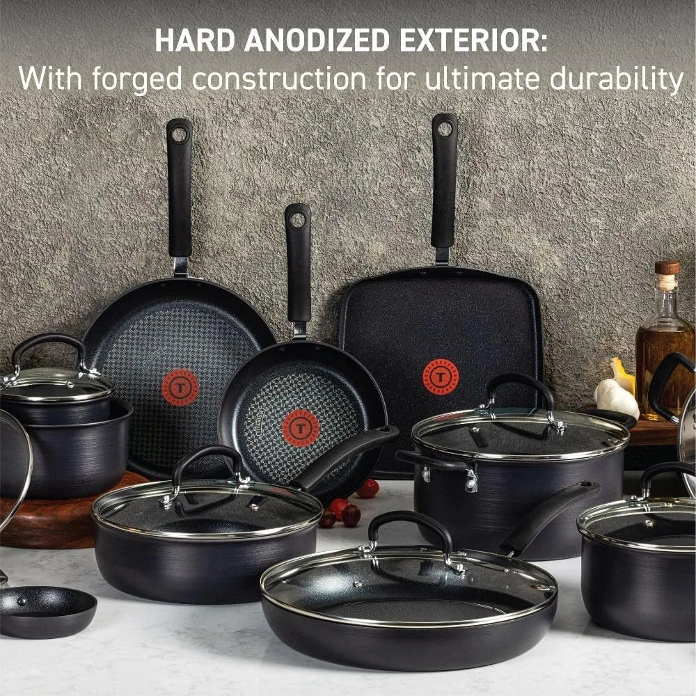 Nonstick Cookware Set 17 Piece Pots and Pans Ultimate Hard Anodized