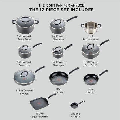 Ultimate Hard Anodized Nonstick Cookware Set 17 Piece