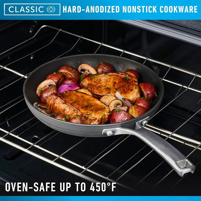 Classic Hard-Anodized Nonstick Cookware 10-Piece Pots and Pans Set