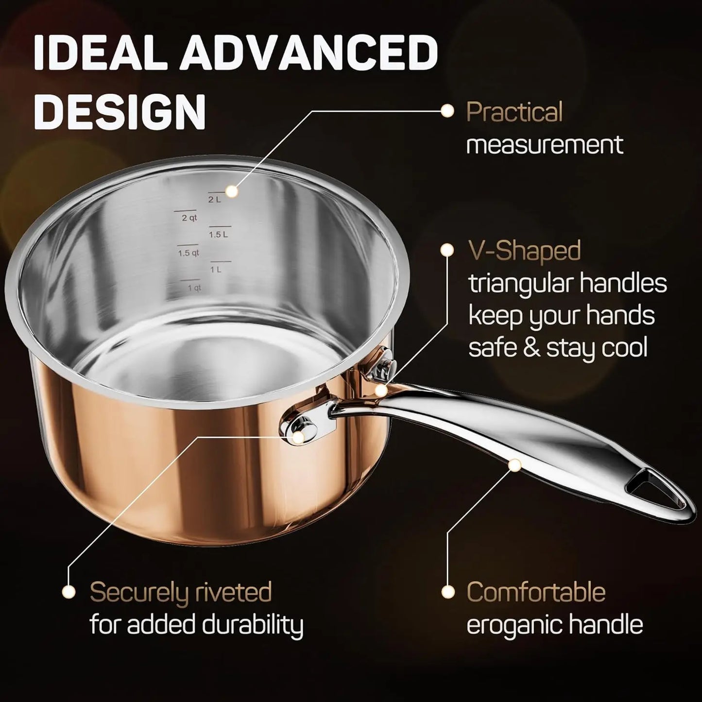 Stainless Steel Pot and Pan Set (10 Piece) Copper Pots and Pans Set