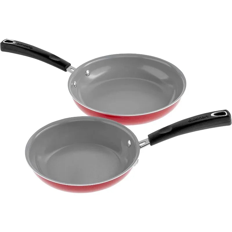 Ceramic XT Nonstick Cookware Set Red/Stainless Steel Cuisinart 11-Piece