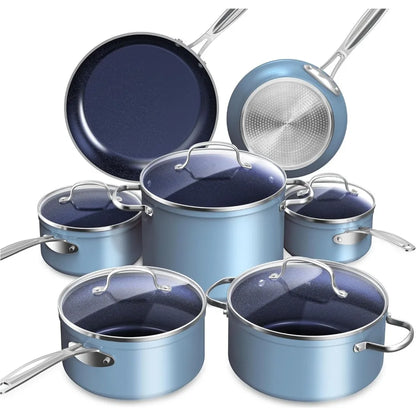 Ceramic Nonstick Cookware Set Diamond Infused Scratch-Resistant