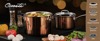 Stainless Steel Pot and Pan Set (10 Piece) Copper Pots and Pans Set