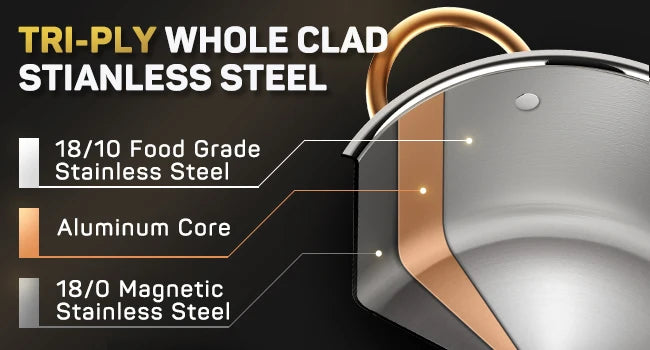 Stainless Steel All Clad Stock Pot with Lid Seamless 12 QT