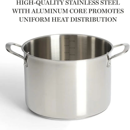 Induction Safe Pots and Pans Non-Toxic Cookware Set 10 Piece 18/8 Stainless Steel