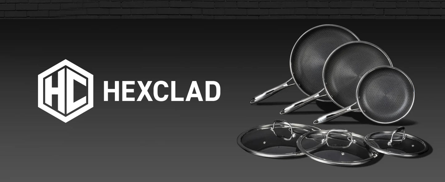 Nonstick 6-Piece Fry Pan Set with Tempered Glass Lids HexClad Hybrid