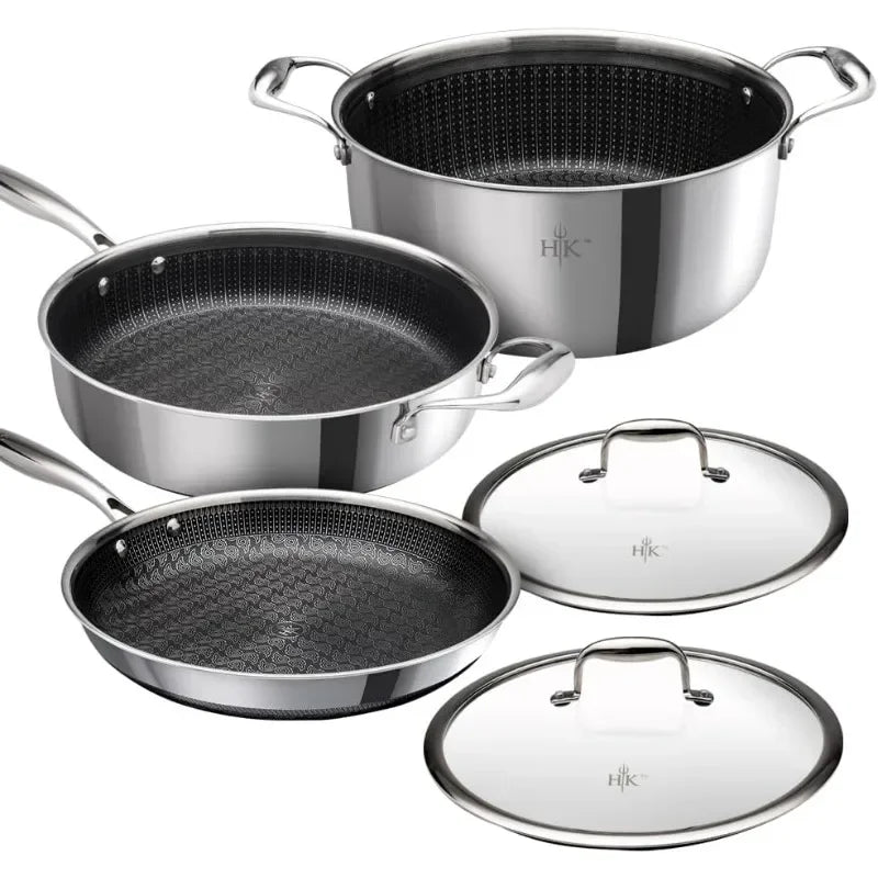 Tri-Clad Stainless Steel and Nonstick Ceramic Cookware Set