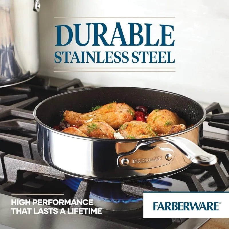 Stainless Steel Cookware Pots and Pans Set 10 Piece Farberware Millennium