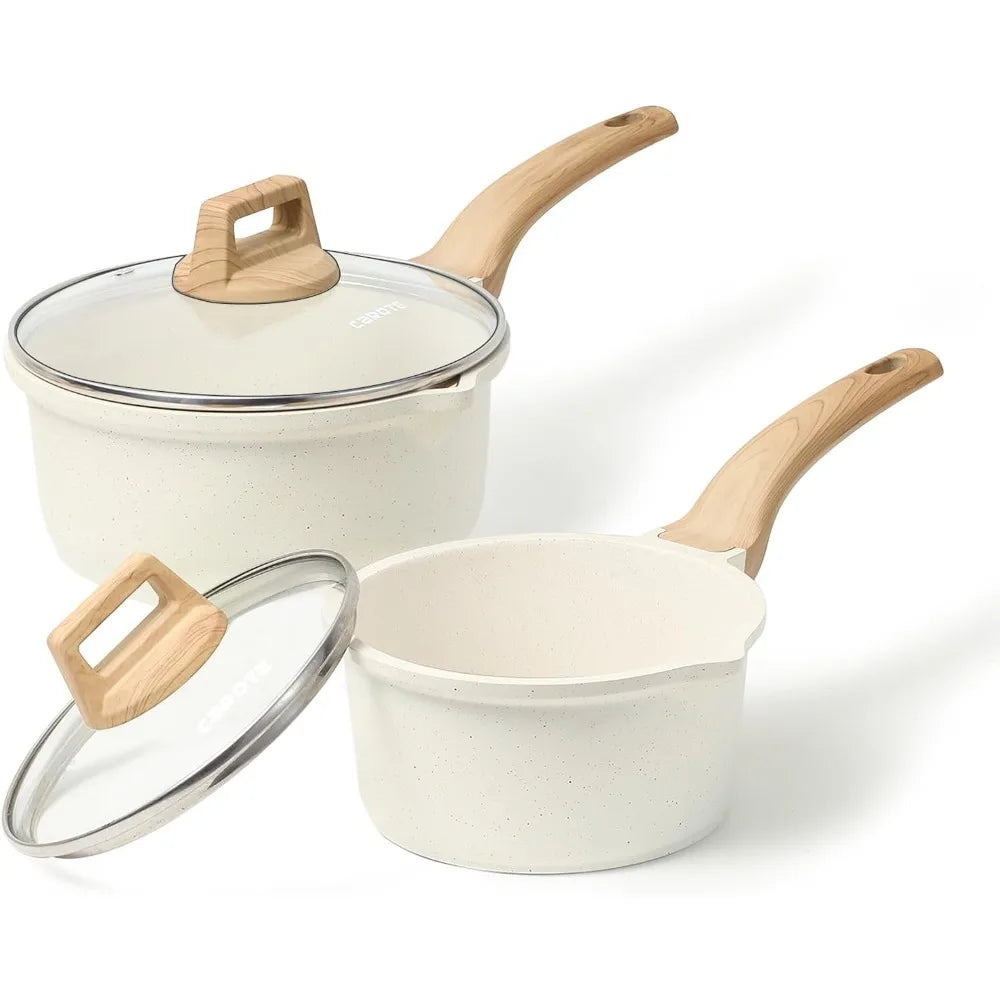 Non Stick Sauce Pots Cooking Pot Pour Spout 4Pcs