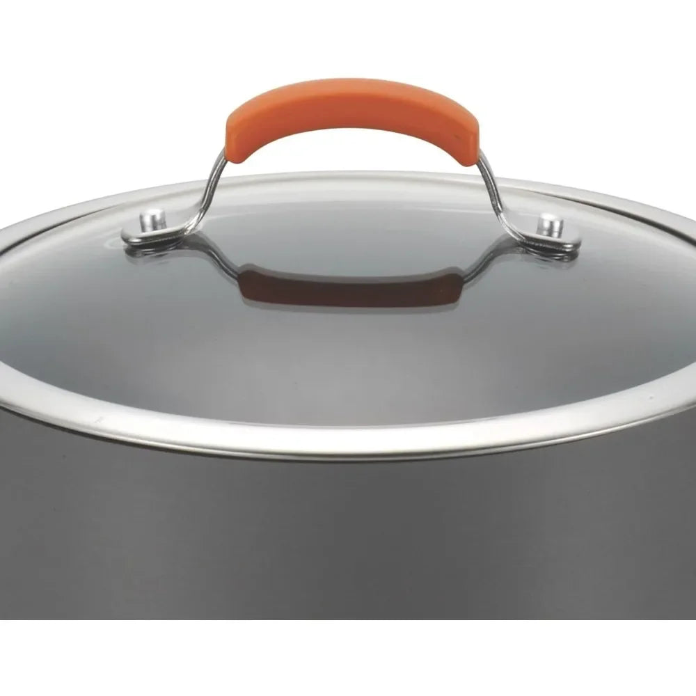 Hard-Anodized Aluminum Nonstick Cookware Set With Glass Lids